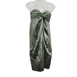 Vince Strapless Metallic Shimmer Green Cocktail Dress Sweetheart Neckline Size 0